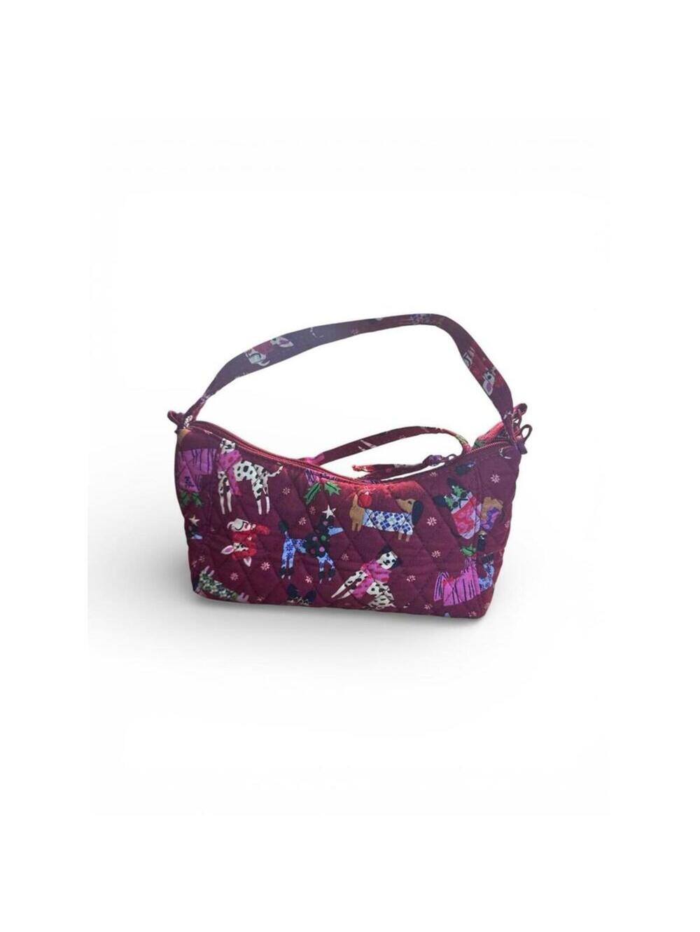 Vera Bradley Mini Slouchy Crossbody Dogs Holiday Hounds Print EUC - Picture 1 of 4